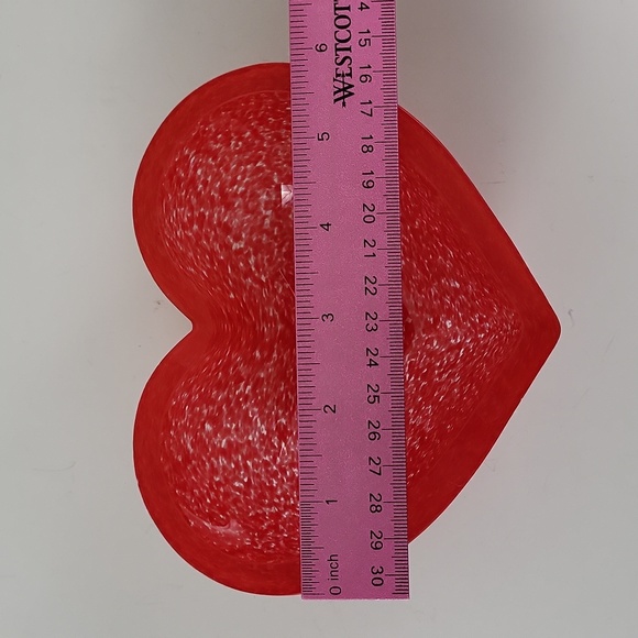 Mats Jonasson Swedish Textured Art Glass Red Heart Bowl Candy Dish - Picture 6 of 8